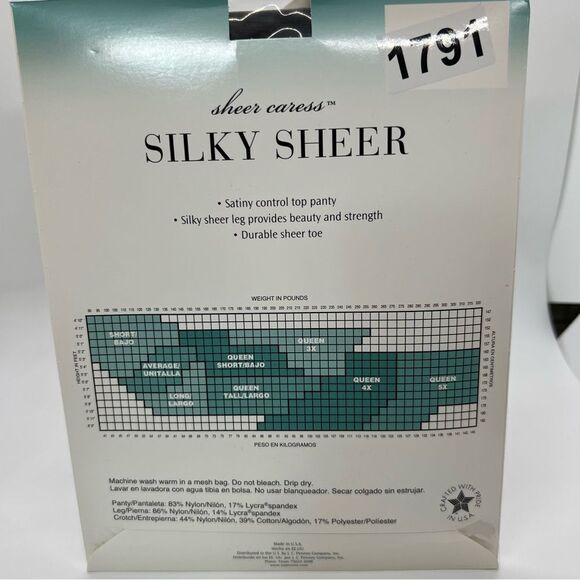 Nwt VTG JCPenney Pantyhose Sheer Caress Silky Sheer smoke gray 88 Control Top - Picture 3 of 3